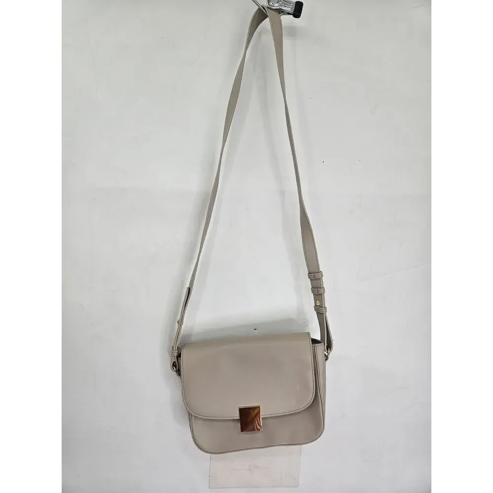 LOFT Modern Shoulder Bag Cream Faux Leather Purse Chic Elegant Cocktail Party